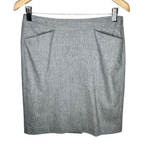 Theory Marika Gray Wool Angora Cashmere Pencil Mini Skirt Size 4 D3-31